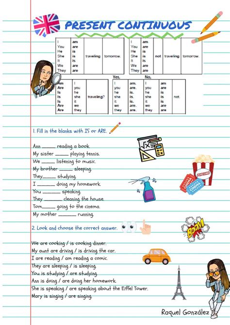 live worksheet|Present Continuous .